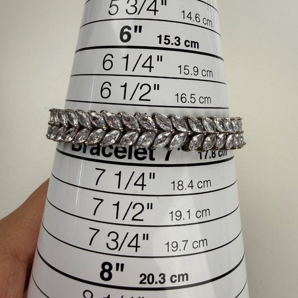 Macys Womens  Sterling Silver Cubic Zirconia Marquis Double Row Tennis Bracelet - Picture 6 of 6